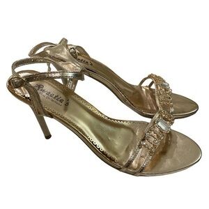 Sweetie's Shoe Collection gold crystal embellished party pump sandals size 7